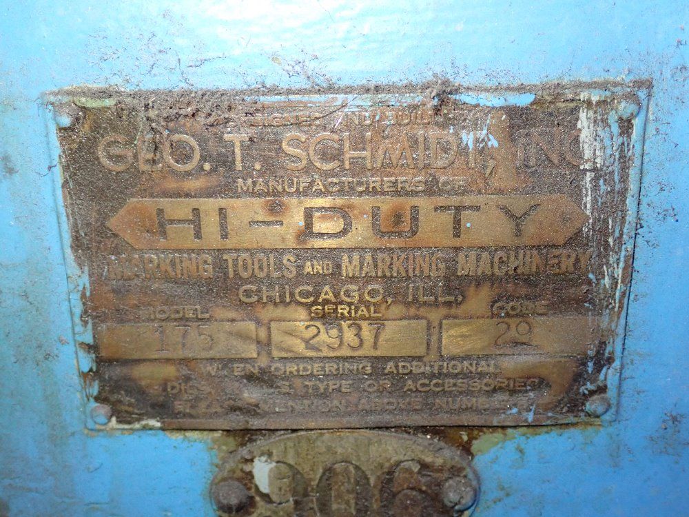 Geo T Schmidt Hydraulic Roll Marking Machine
