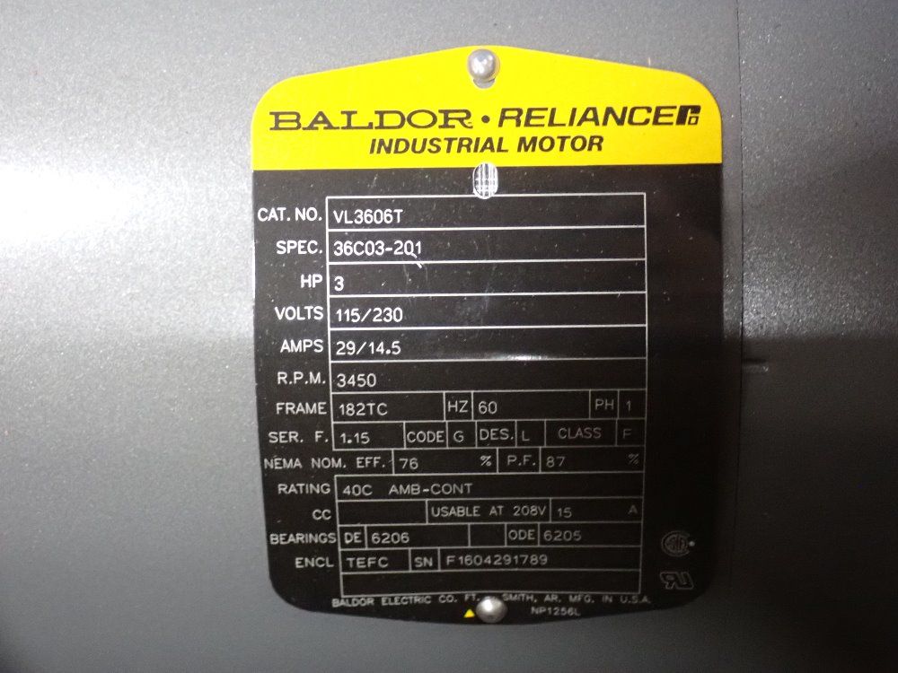 Baldor Reliance 3 Hp Motor