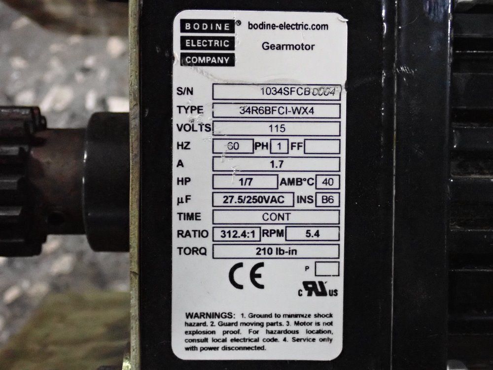 Bodine 1/7 Hp 1/7 Hp Motor - 34r6bfci-wx4