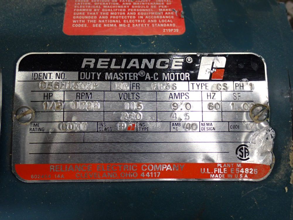 Reliance Electric 12 Hp Motor