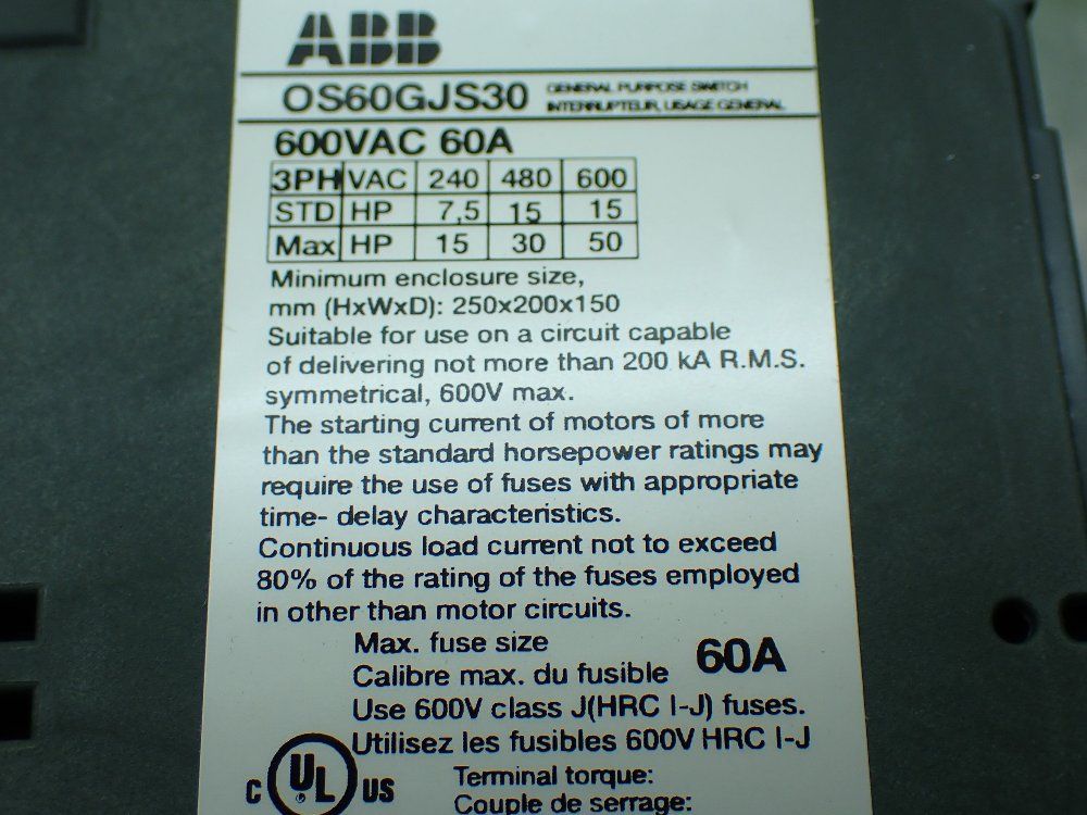 Abb Fusible Rotary Disconnect - 1sca116051r1001