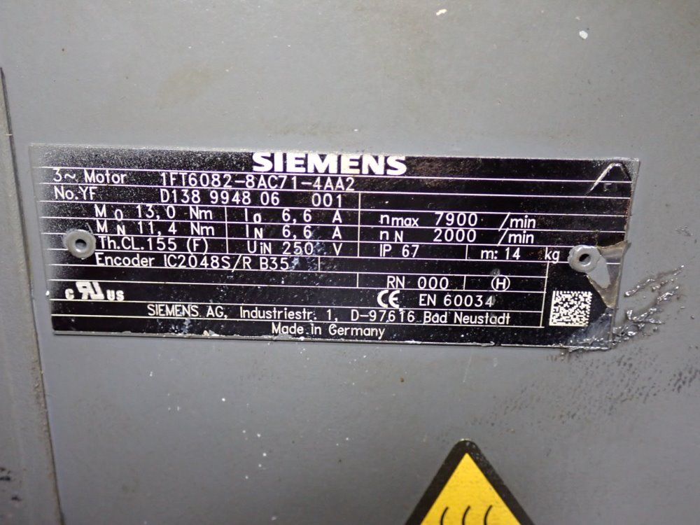 Siemens Servo Motor - 1ft6082-8ac71-4aa2
