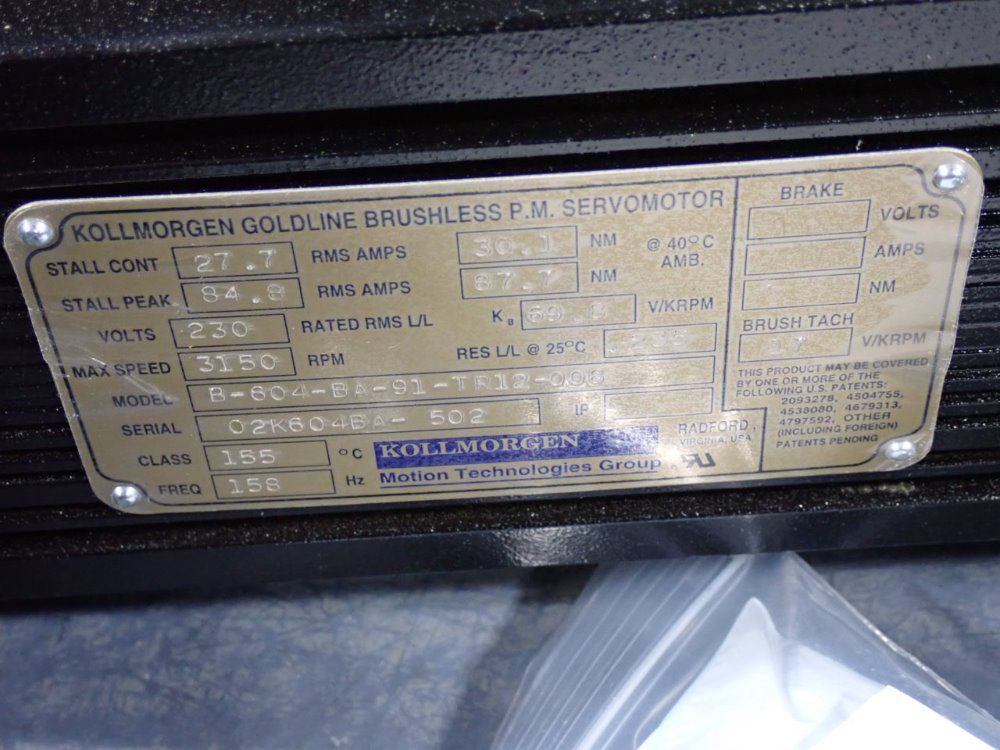 Kollmorgen Kollmorgen B604ba91tr12008 Servo Motor