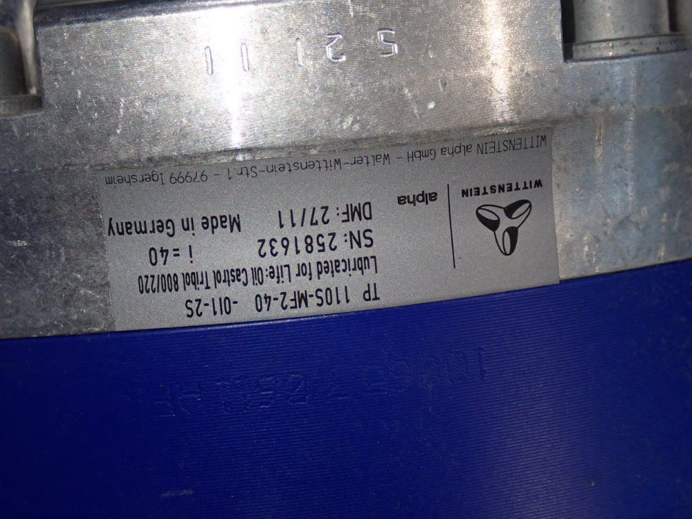 Wittenstein 40 Ratio Gear Head - Tp110s-mf2-40-0i1-2s