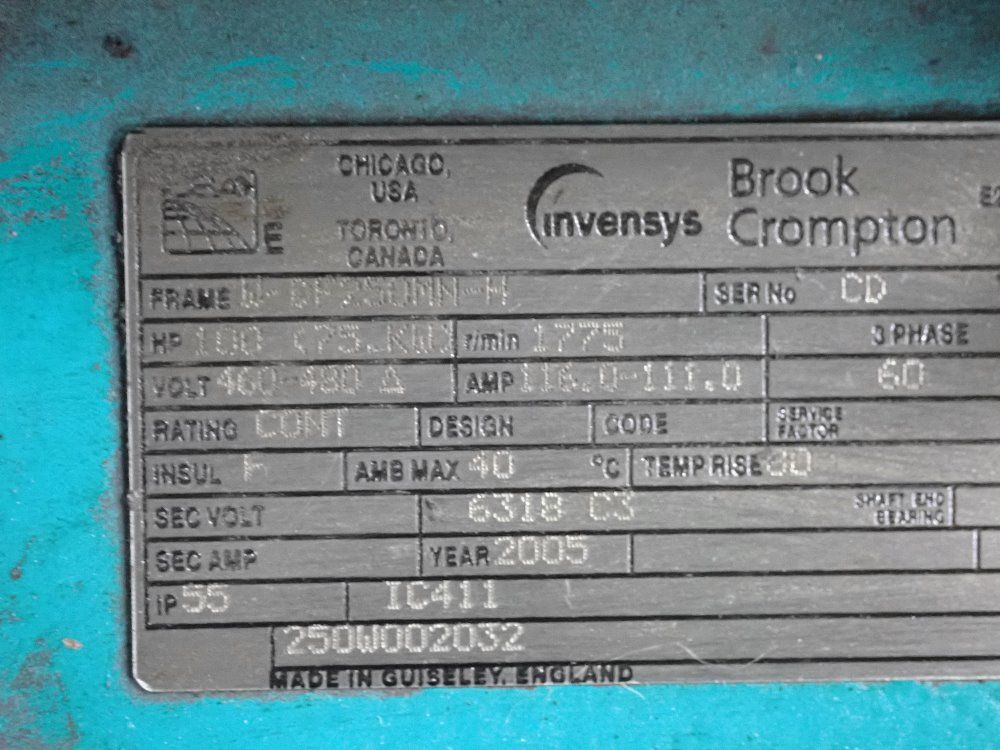 Brook Crompton Brook Crompton 100 Hp Motor