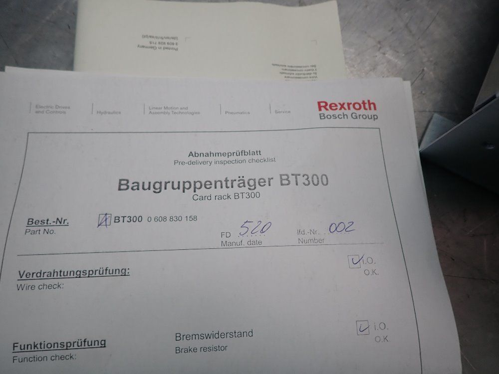 Rexroth Card Rack Bt300 - 0 608 830 158