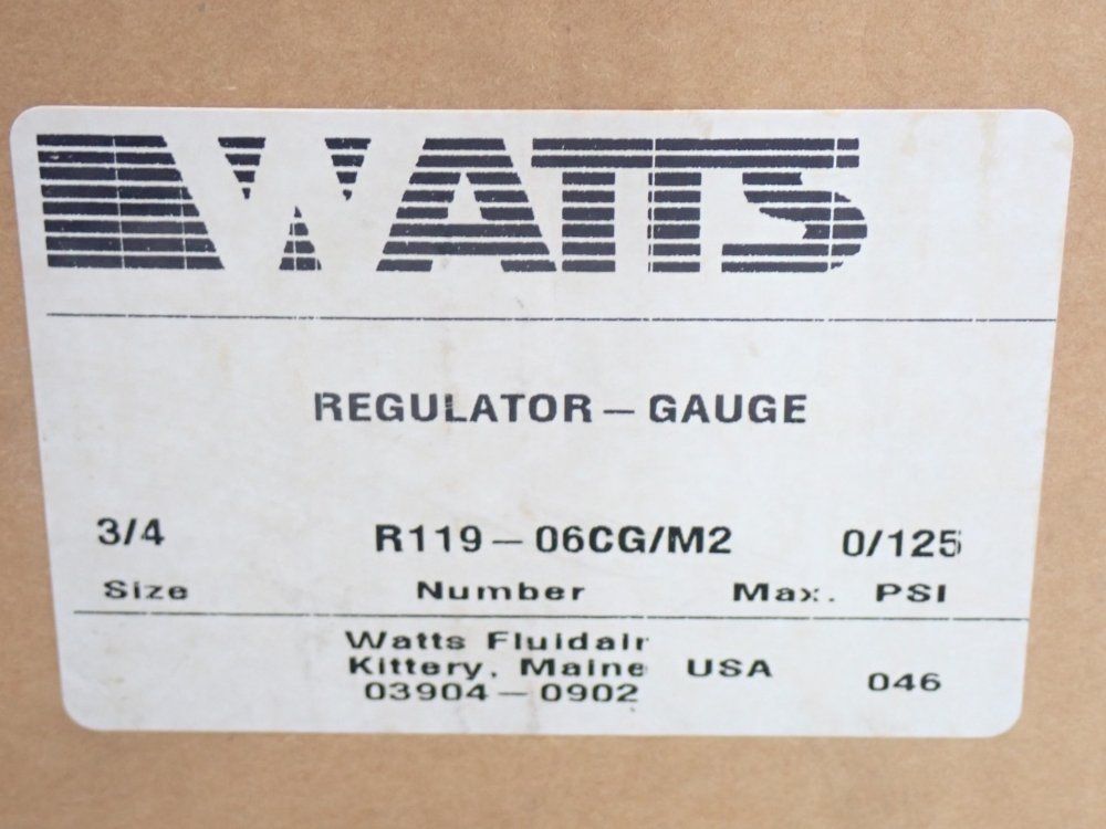 Watts 3/4" Npt, 0-125psi, Max Inlet: 300psi Pressure Regulator Gauge - R119-06cg/m2