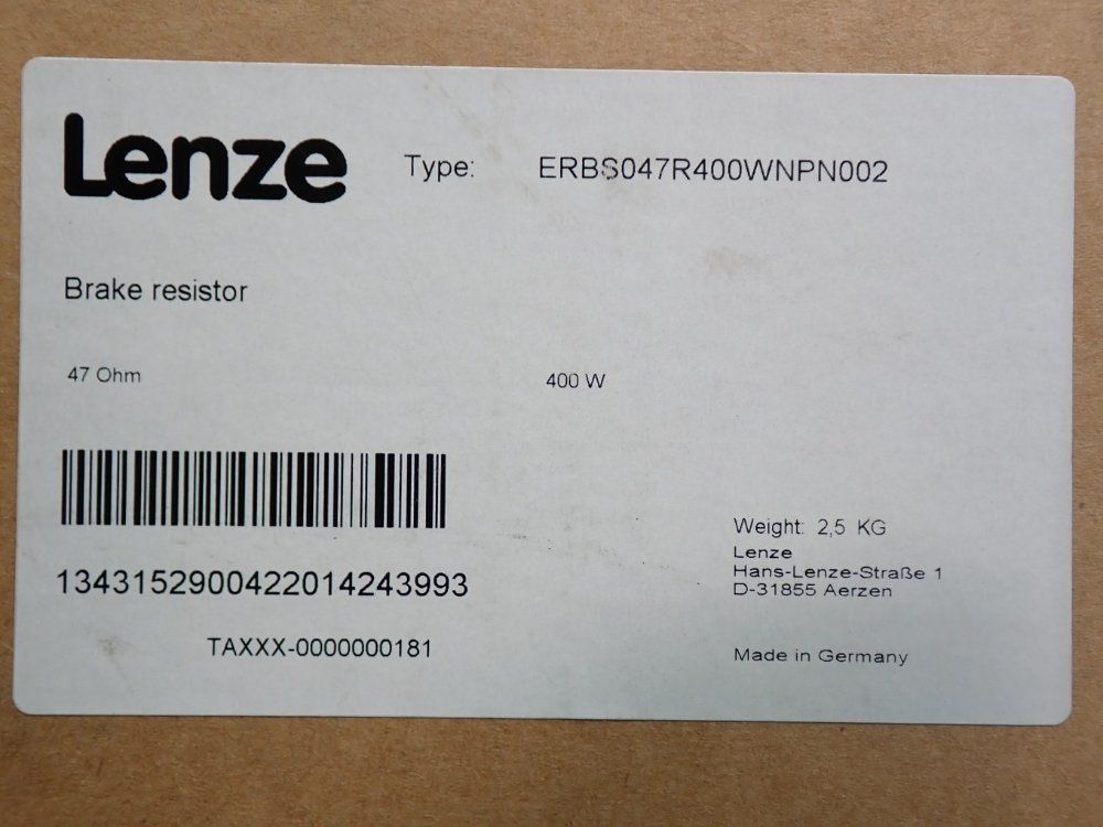 Lenze Brake Resistor - Erbs047r400wnpn002