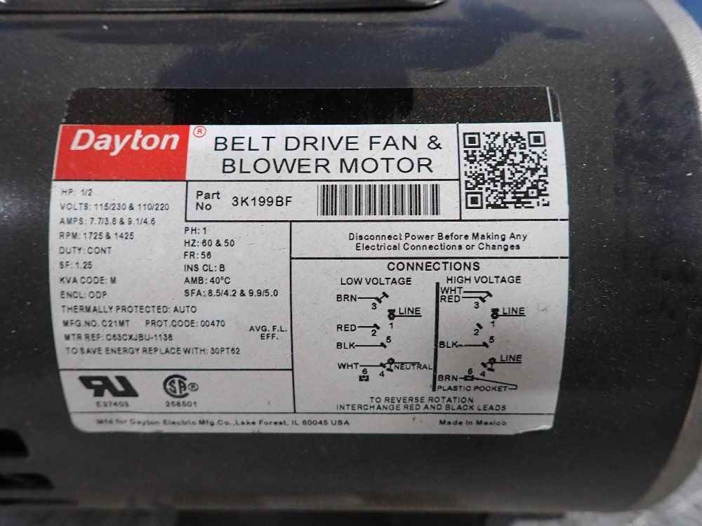Dayton Belt Drive Fan  Blower Motor