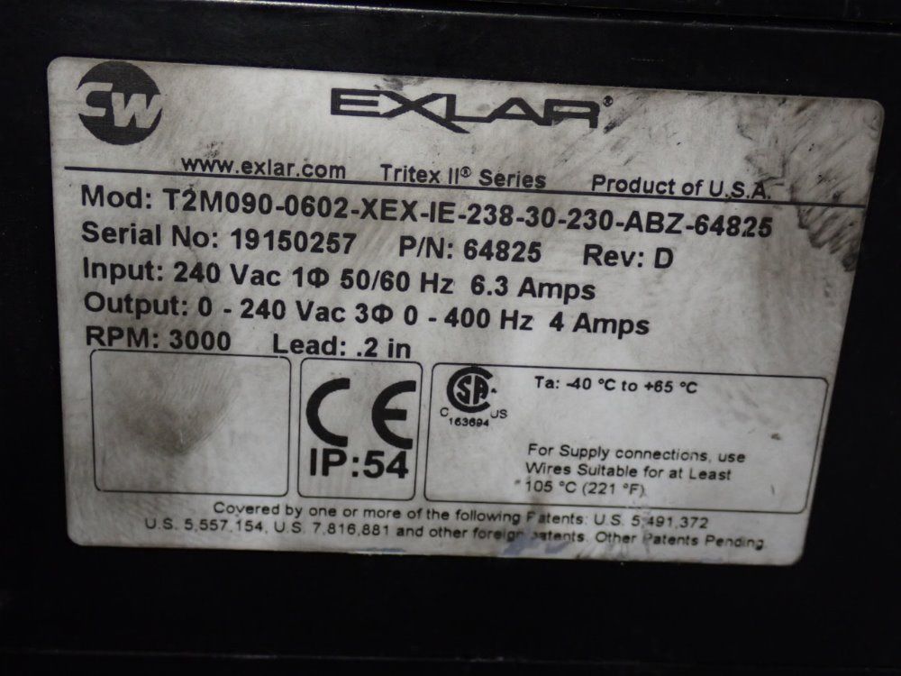 Exlar Servo Motor - T2m090-0602-xex-ie-238-30-230-abz-6425