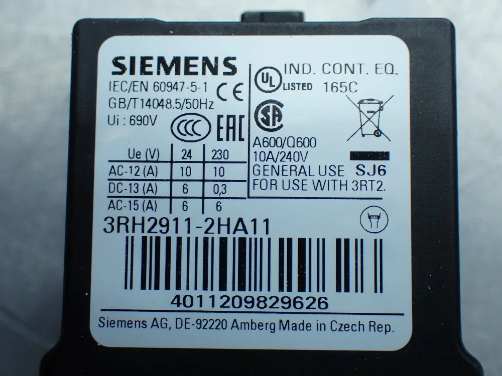 Siemens 9 Auxiliary Contact Blocks - 3rh2911-2ha11
