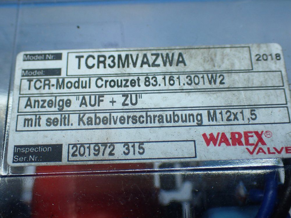 Warex Valve Double Acting Actuator / Valve Assembly. - Dr00030u
