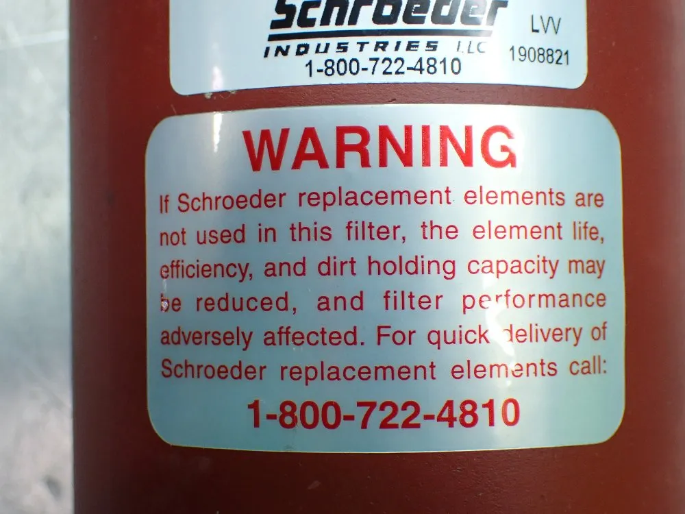 Schroeder Az10h Element Filter Housing Unit. - Tf11az10hpms12lg440