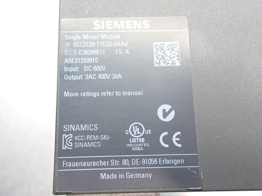 Siemens Sinamics S120 Series Single Motor Power Controller Module