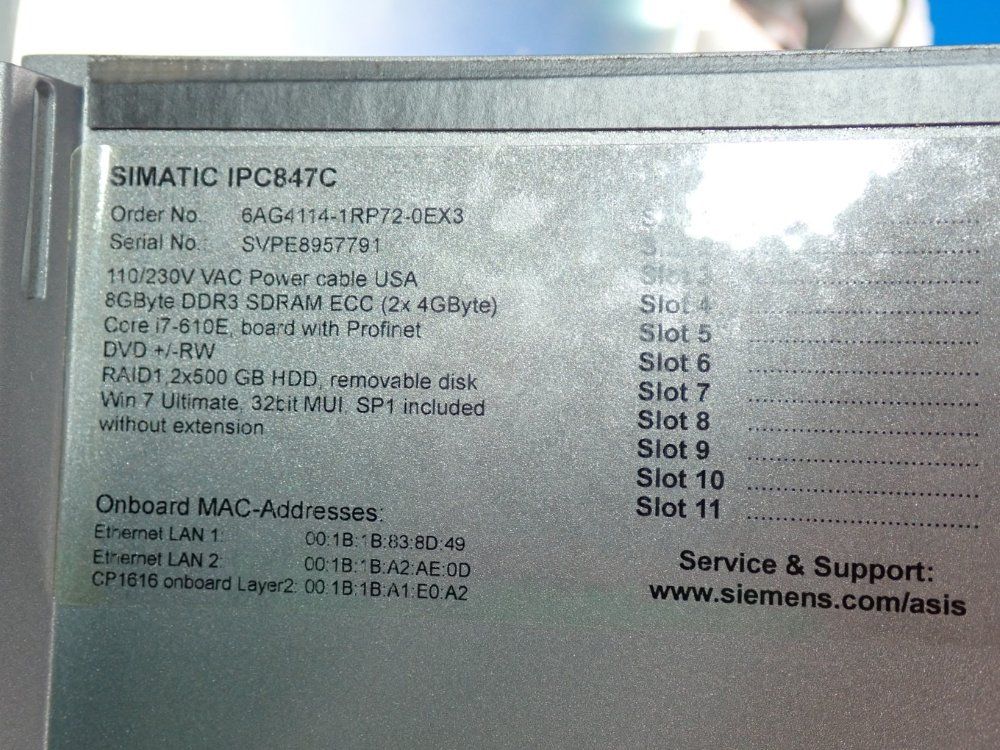 Siemens Simatic Ipc847c Rack Pc 