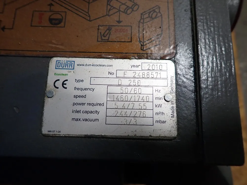 Durr 8.7 Hp Vacuum Pump - D250