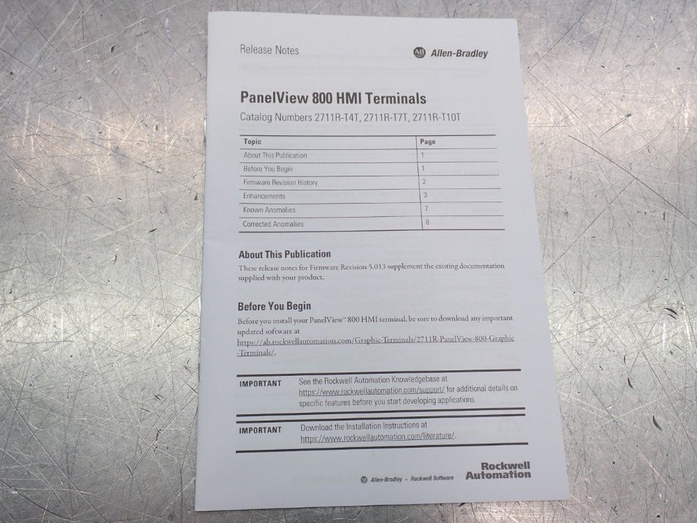 Allen Bradley Panelview 800 Hmi Graphic Terminal 