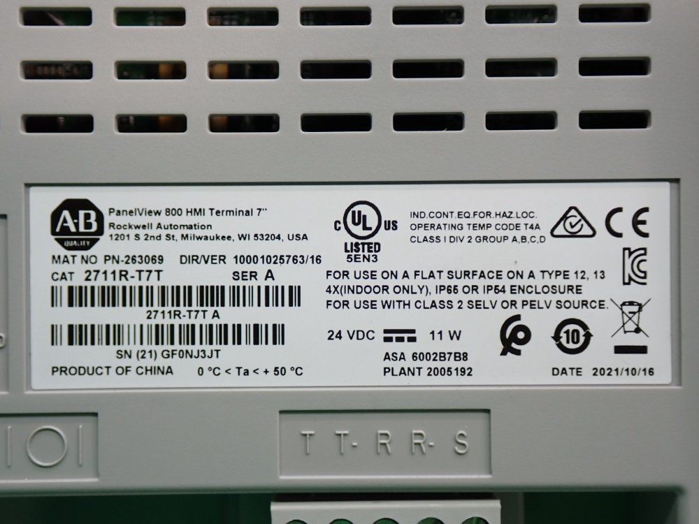 Allen Bradley Panelview 800 Hmi Graphic Terminal 