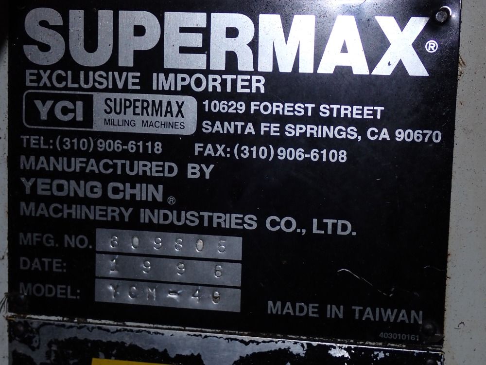Supermax 1996 Supermax Ycm40 Cnc Vertical Mill