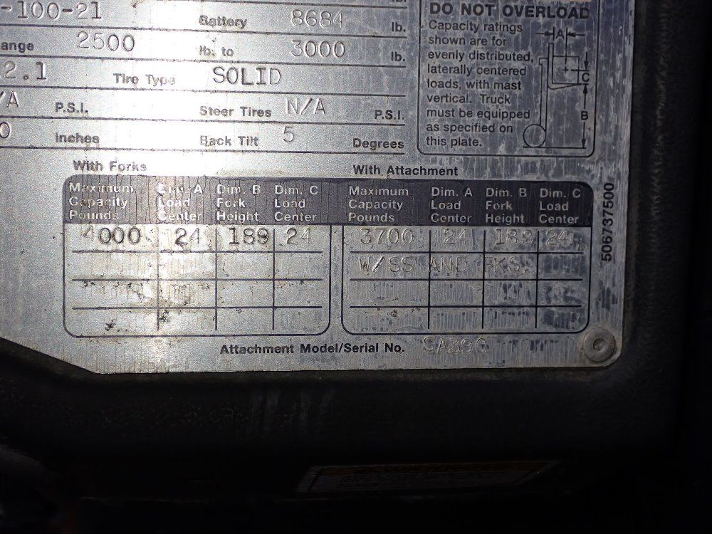 Yale 4000 Lbs Erp040tfn36se082 Electric Forklift - Erp040tfn36se082