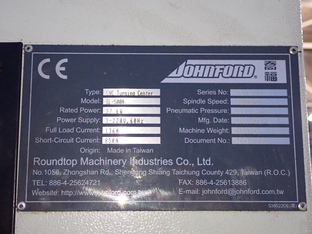 Johnford 2012 Johnford Sl500a Cnc Lathe