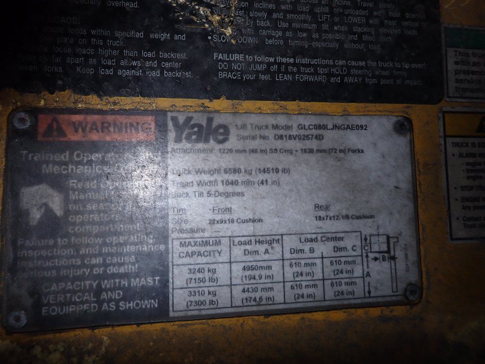Yale Yale Glc080ljngae092 Propane Forklift