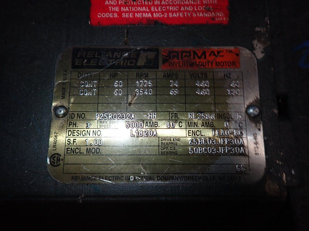 Reliance Reliance 60 Hp Motor