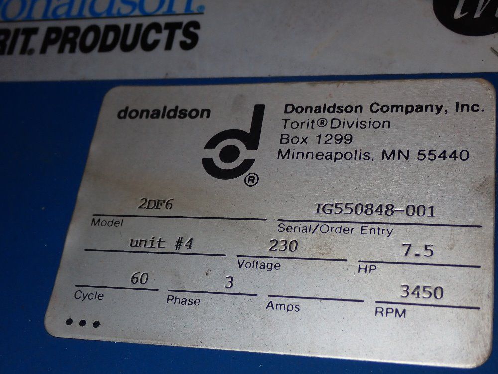 Donaldson Torit Donaldson Torit 2df6 Dust Collector