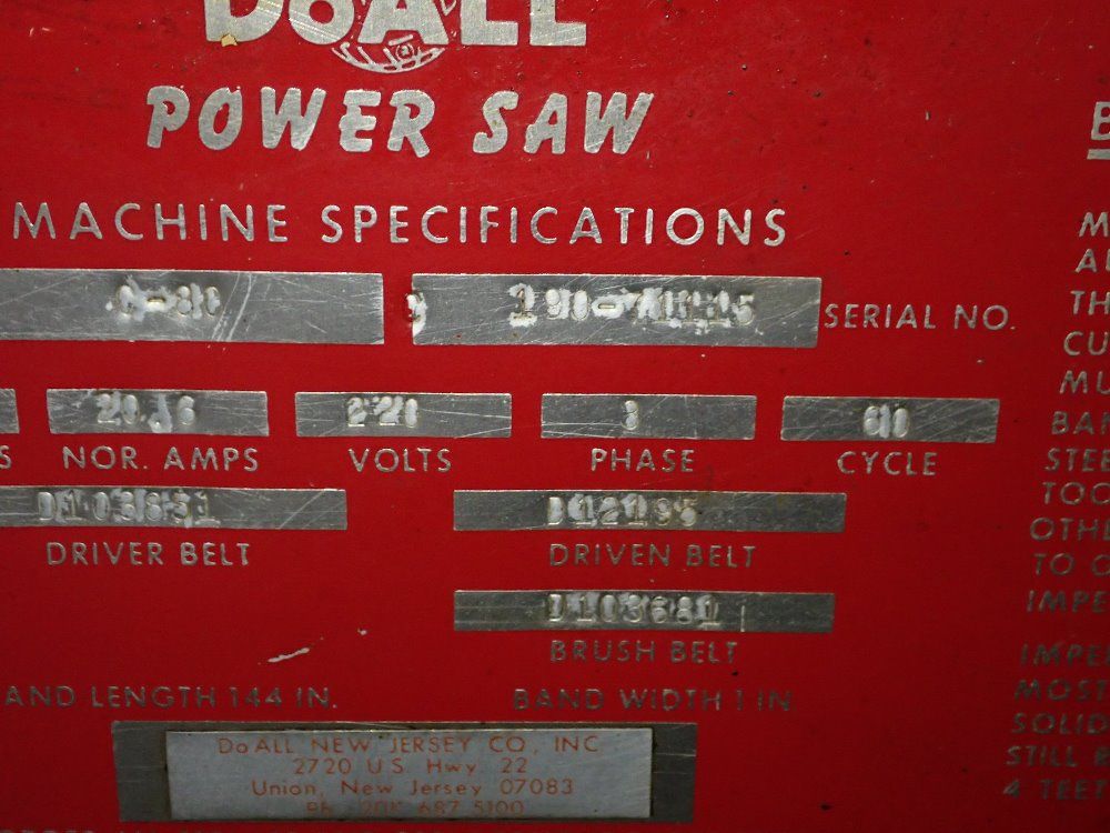 Doall Doall C80 Horizontal Band Saw