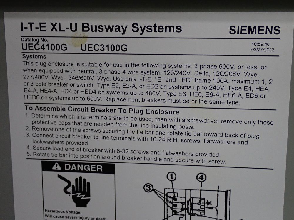 Siemens Circuit Breaker Bus Plug