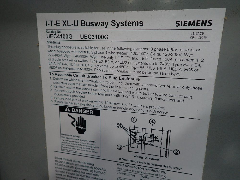 Siemens Circuit Breaker Bus Plug