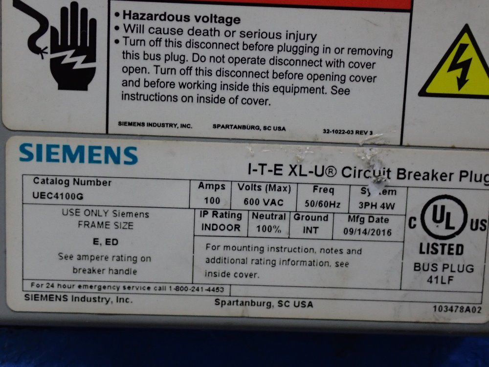 Siemens Circuit Breaker Bus Plug