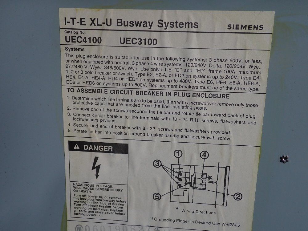 Siemens Circuit Breaker Bus Plug