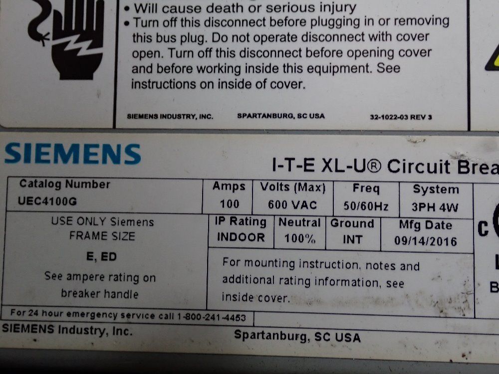 Siemens Circuit Breaker Bus Plug