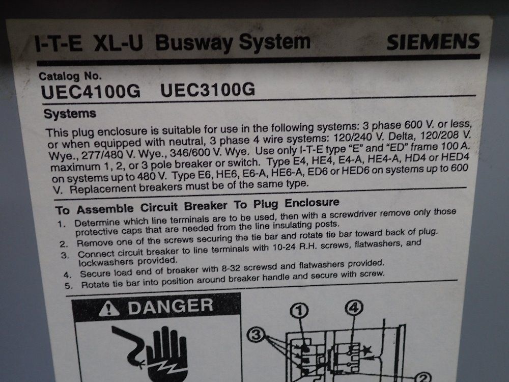 Siemens Circuit Breaker Bus Plug