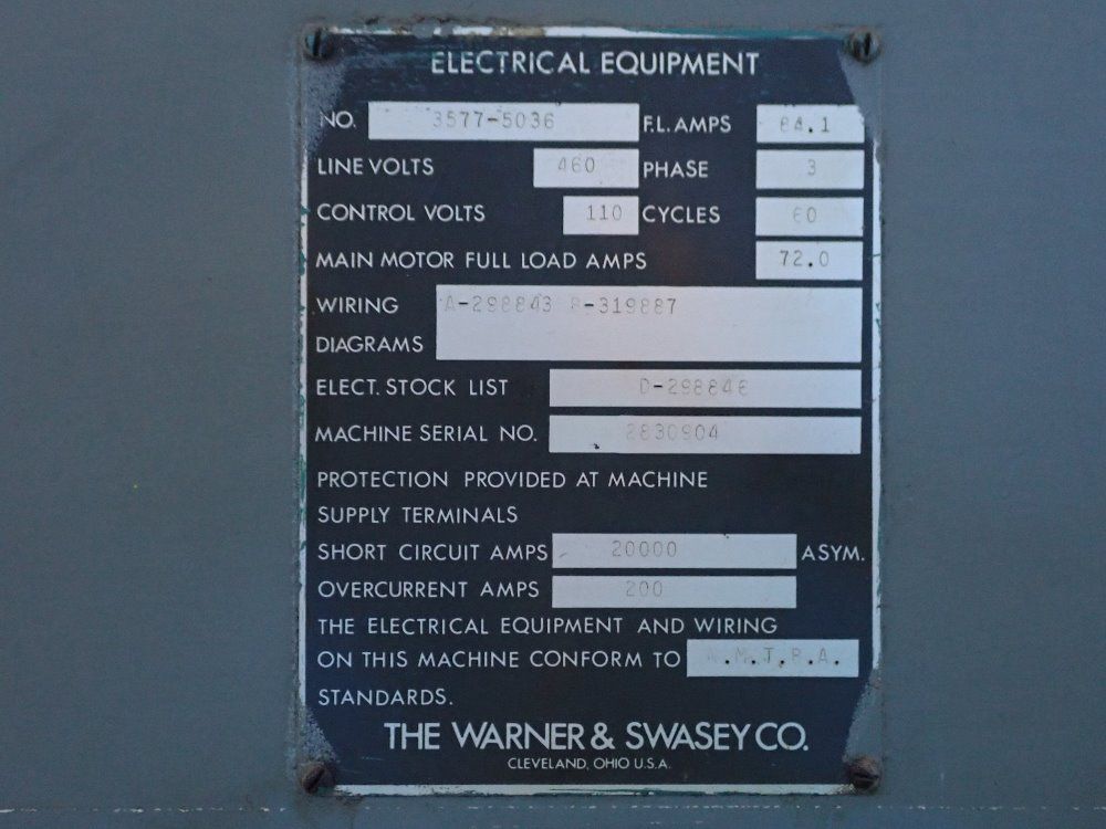 Warner  Swasey Warner  Swasey M3550  4a Turret Lathe