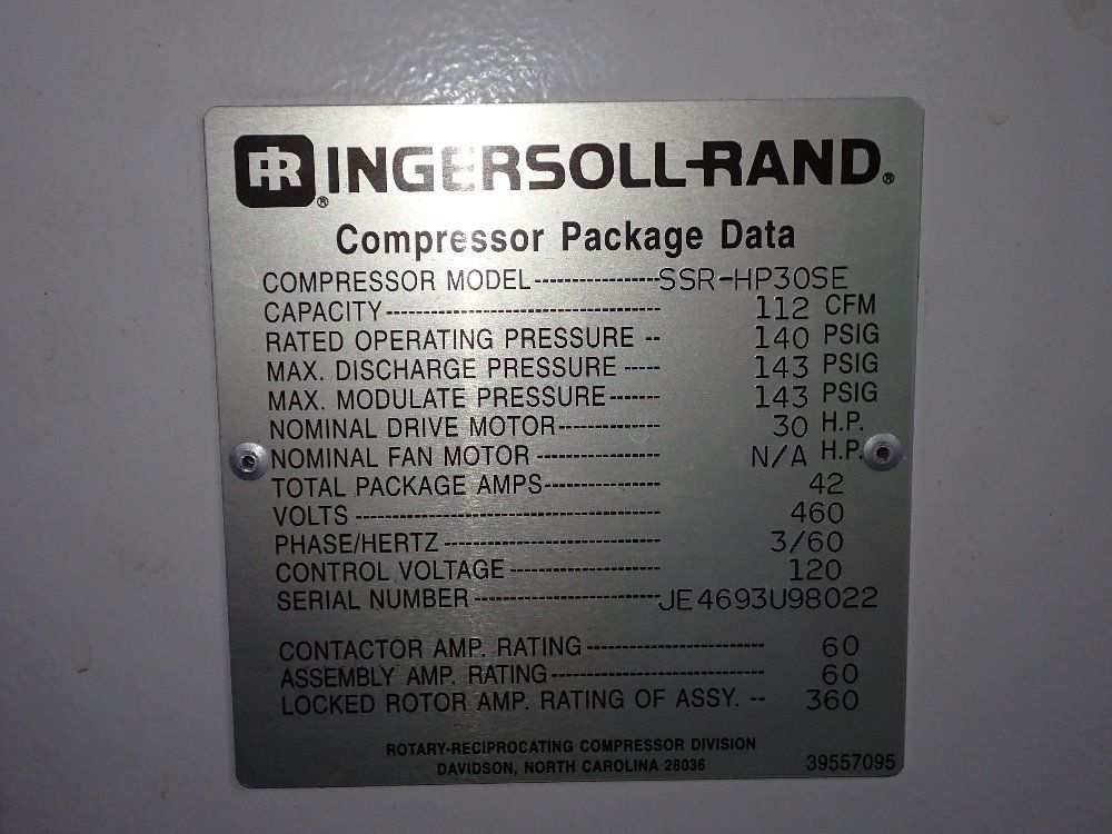 Ingersoll Rand Ingersoll Rand Ssrhp30se Air Compressor