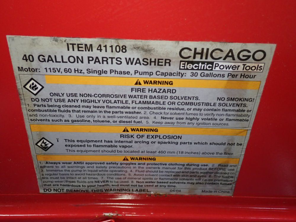 Chicago Electric Power Tools Parts Washer