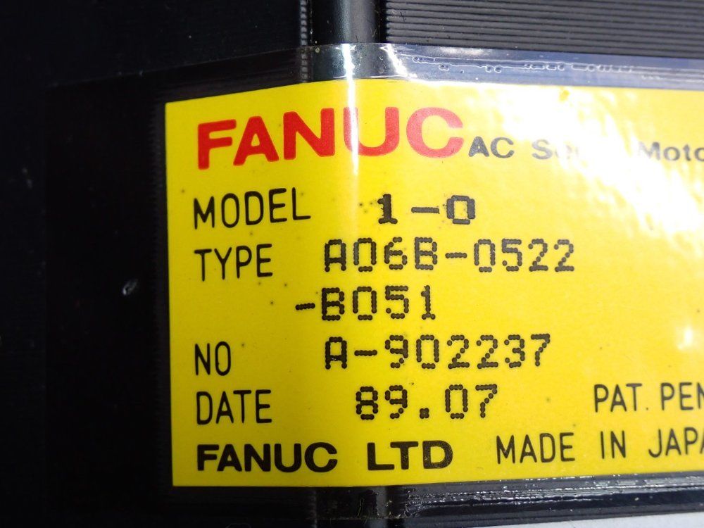Fanuc 2000rpm Ac Servo Motor - A06b-0522-b051
