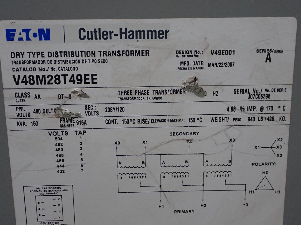 Eaton 150 Kva Transformer