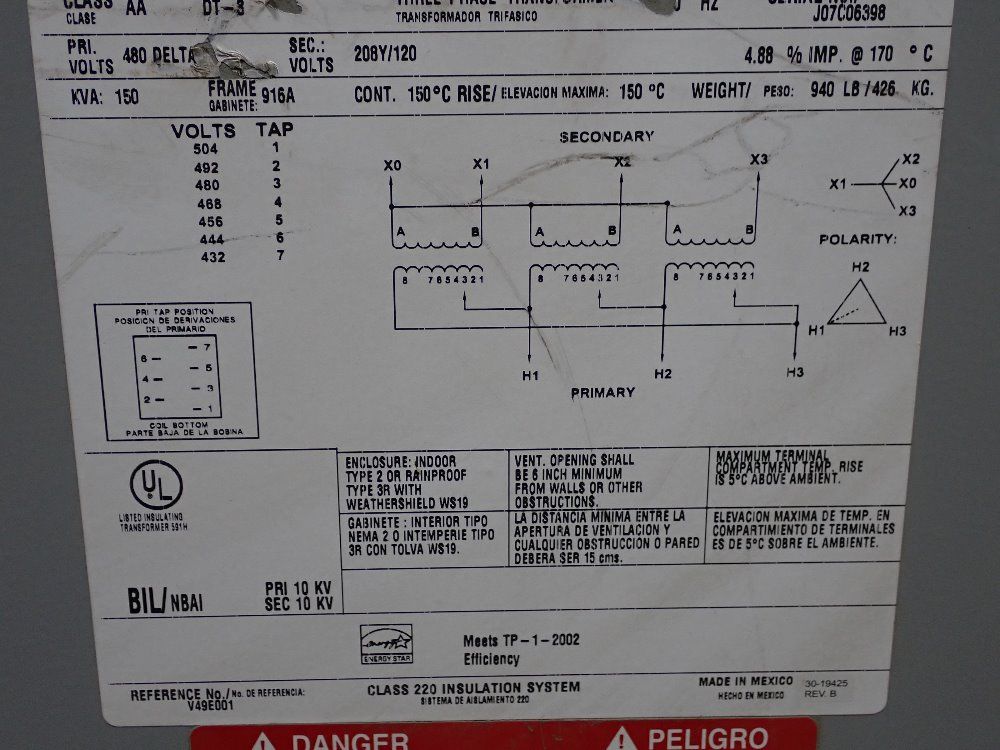 Eaton 150 Kva Transformer