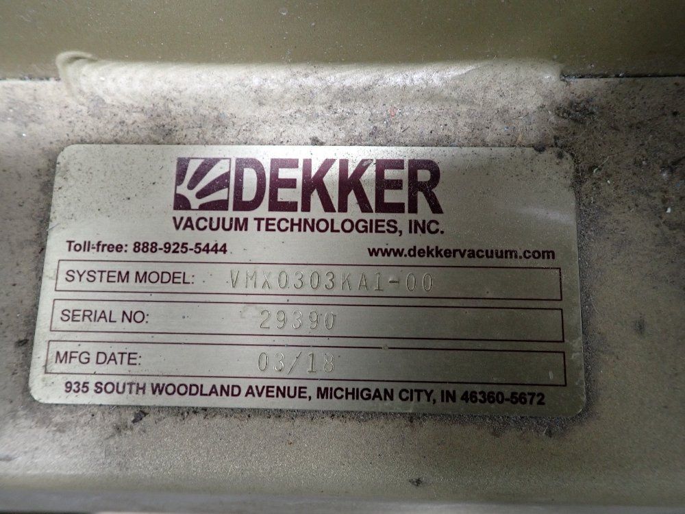 Dekker Dekker Vmx030ka100 Vacuum Pump System