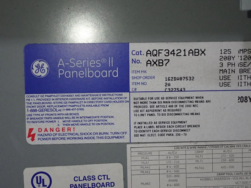 General Electric Panelboard 