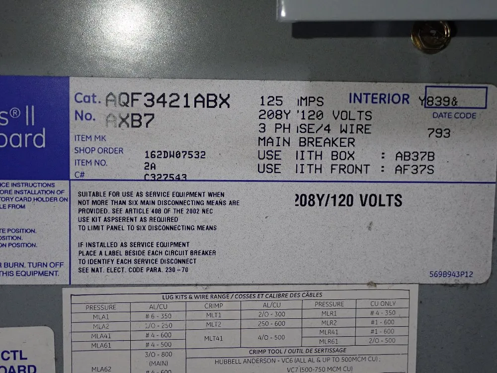 General Electric Panelboard 