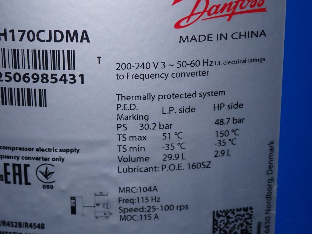 Danfoss Danfoss Vzh170cjdma Compressor