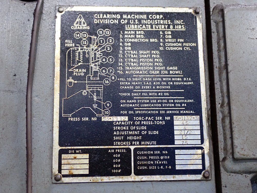 Clearing Machining Corp Clearing Machining Corp 45 Punch Press
