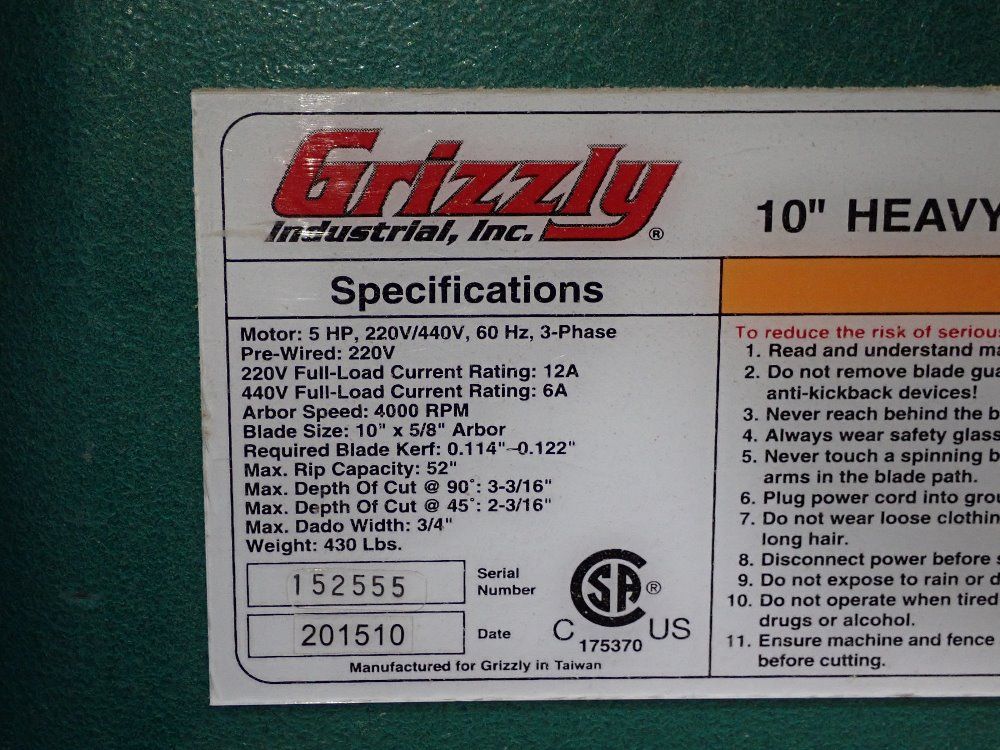 Grizzly Table Saw