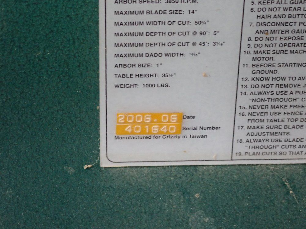 Grizzly Table Saw