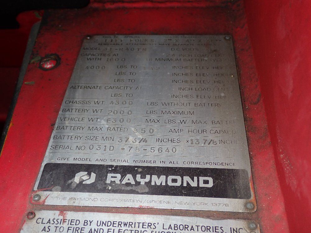 Raymond Raymond 31r40tn Electric Reach Battery Changing Lift