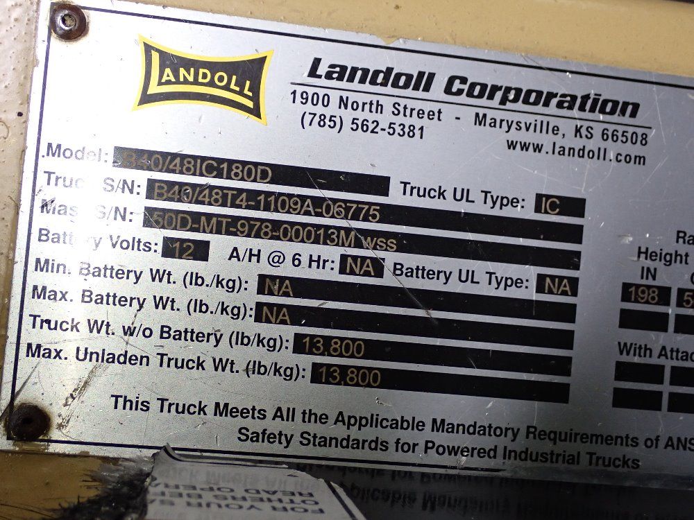 Landoll Corporation Landall Corporation B40481c180d Propane Forklift